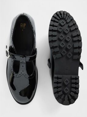Gap Girls T Strap Loafers Vegan Patent Leather Black 1 Classic Mary Jane Holiday